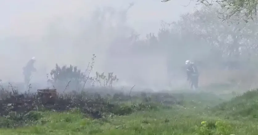 Фото - скріншот У Змієві поблизу дитячого майданчика сталася пожежа на порталі Gromada Group